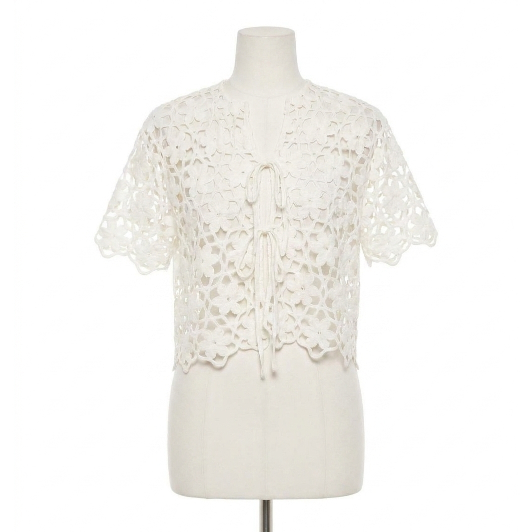 New Fifteen Twenty Kamille Crochet Shirt In White